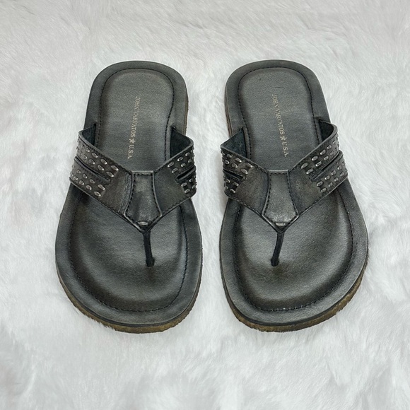 John Varvatos Thong Sandals Star USA Tobago Stitched Leather Slip Ons Slides Box - Picture 5 of 15